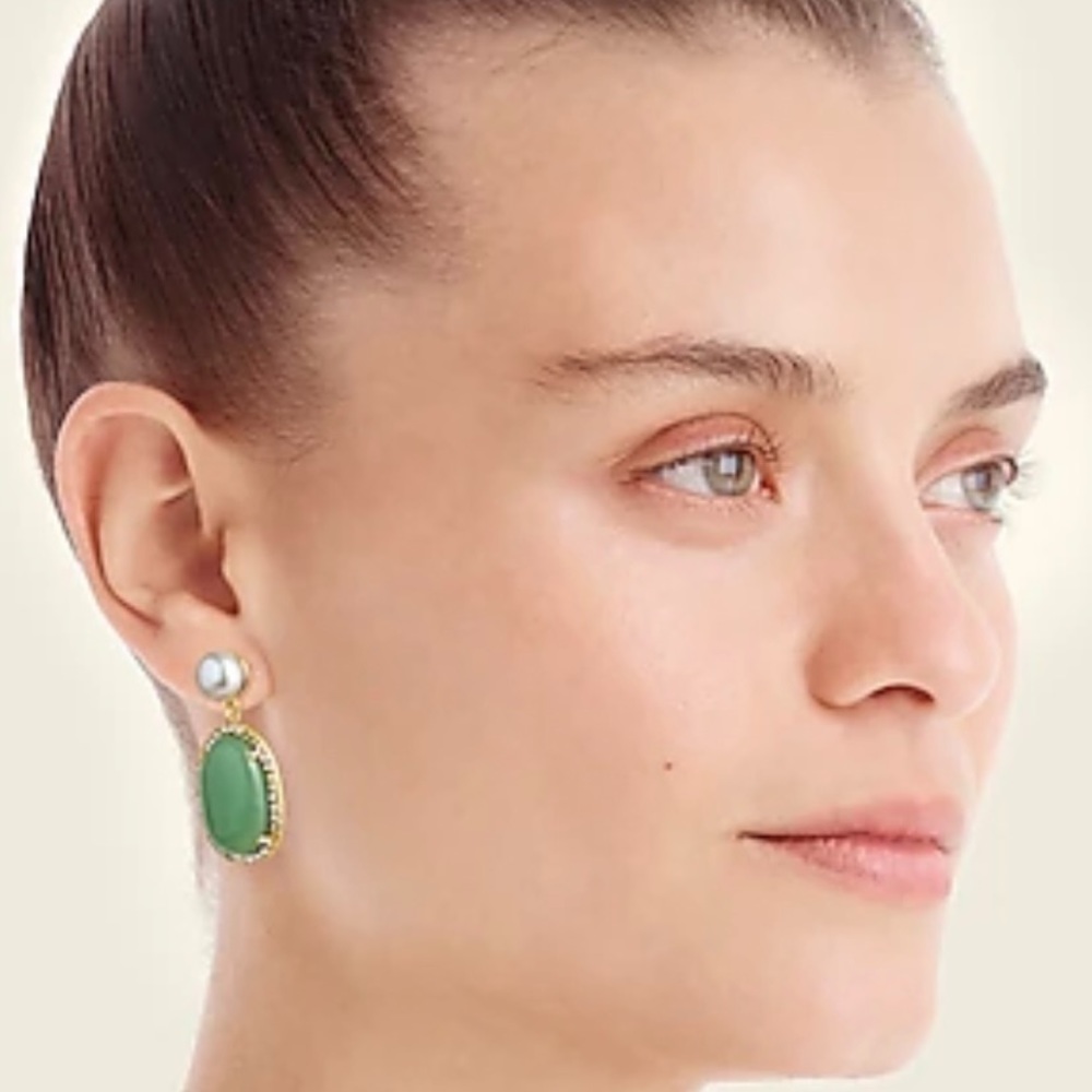 J. Crew Stone and Freshwater Pearl Post Earrings - Picture 8 of 9